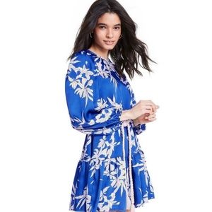 NWOT Blue Long Sleeve Rope Belt Tiered Dress